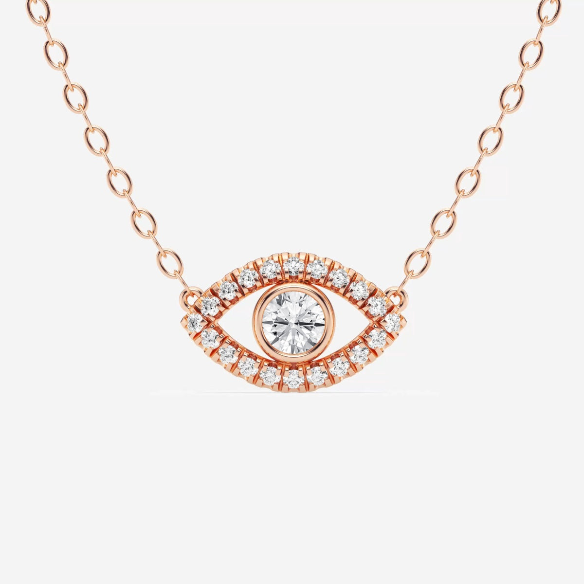 0.35 TCW Round Moissanite Diamond Evil Eye Necklace - crownmoissanite