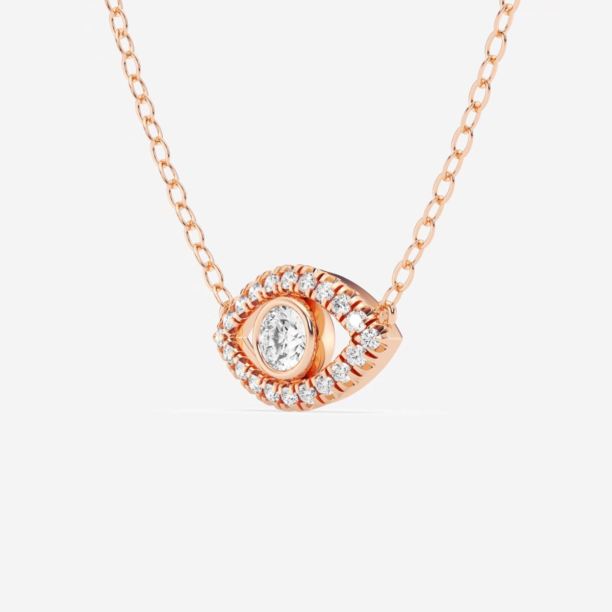0.35 TCW Round Moissanite Diamond Evil Eye Necklace - crownmoissanite