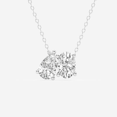1.95 TCW Pear & Oval Moissanite Diamond Two Stone Necklace - crownmoissanite