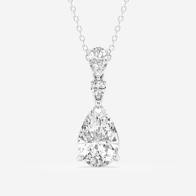 3.50 CT Pear Moissanite Diamond Three Stone Necklace - crownmoissanite