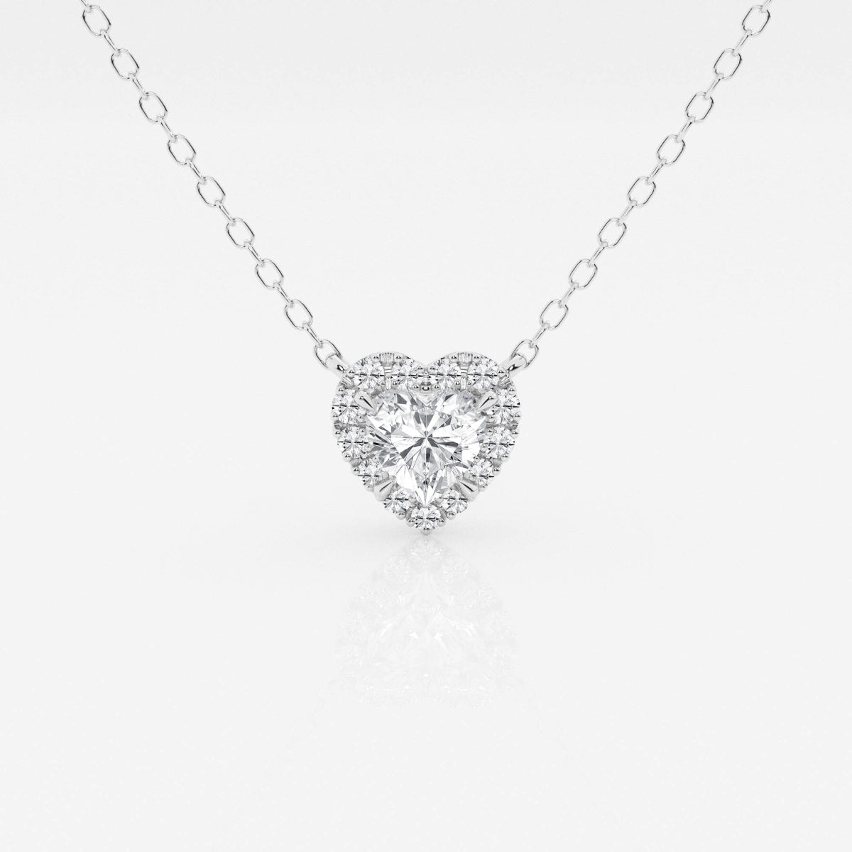 0.40 CT Heart Moissanite Diamond Halo Style Necklace - crownmoissanite