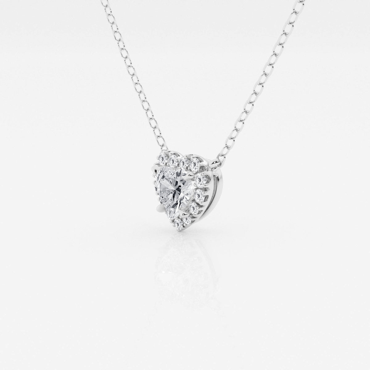 0.40 CT Heart Moissanite Diamond Halo Style Necklace - crownmoissanite