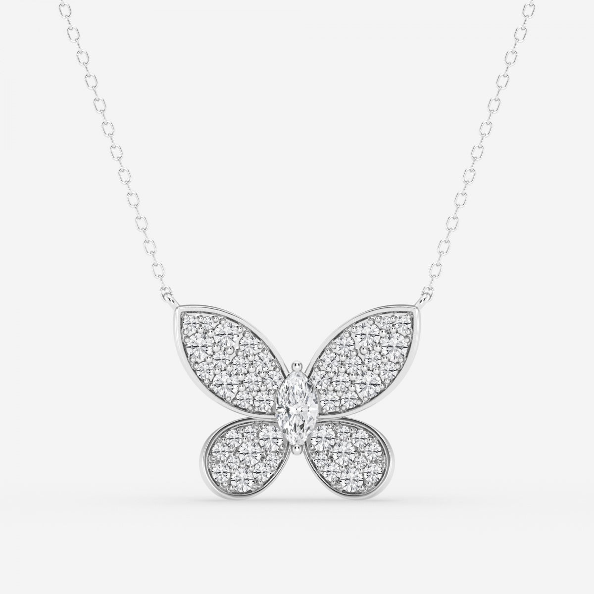 0.24 CT Marquise Moissanite Diamond Butterfly Pendant Necklace - crownmoissanite