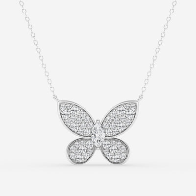 0.24 CT Marquise Moissanite Diamond Butterfly Pendant Necklace - crownmoissanite