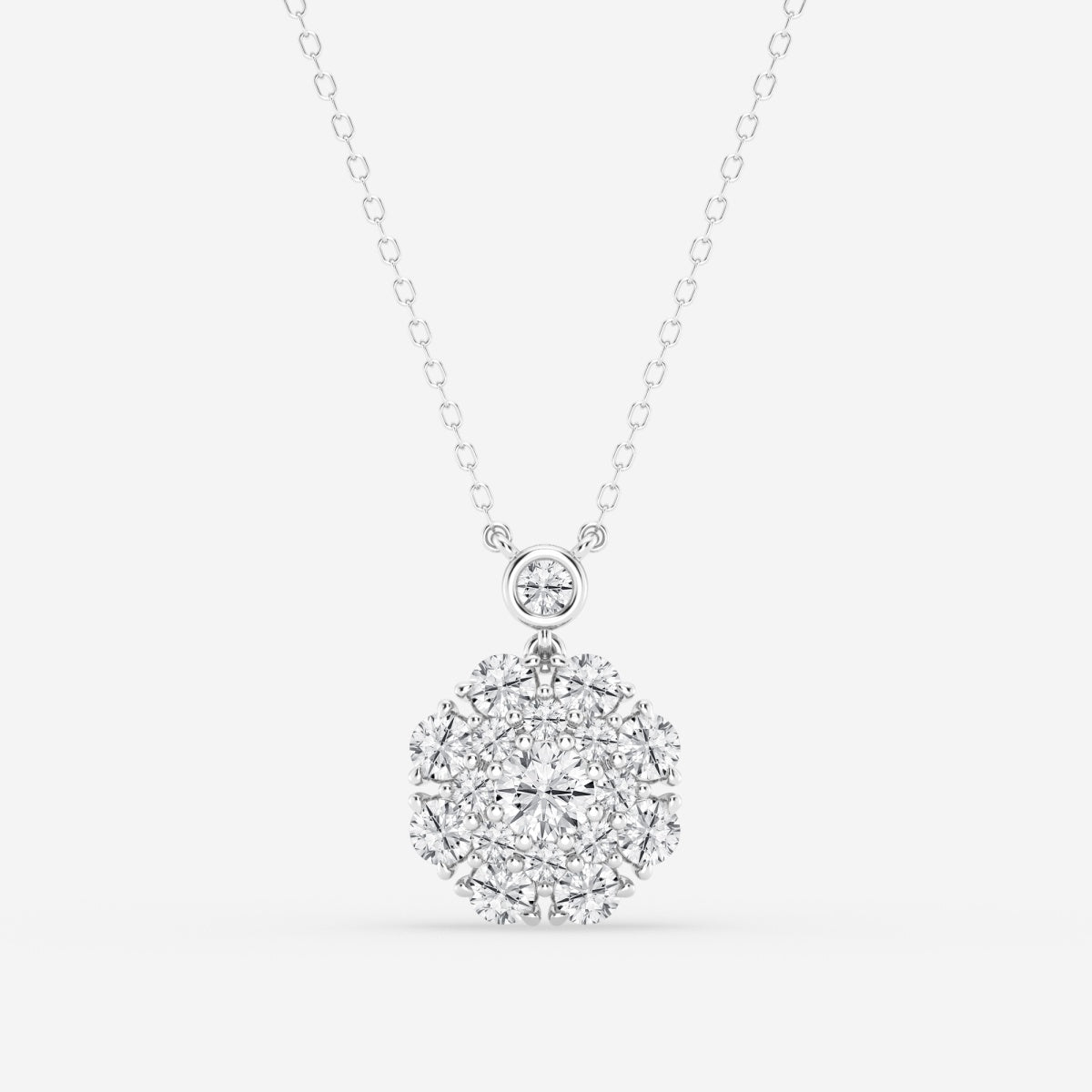 1.51 TCW Round Moissanite Diamond Vintage Multidimensional Pendant Necklace - crownmoissanite