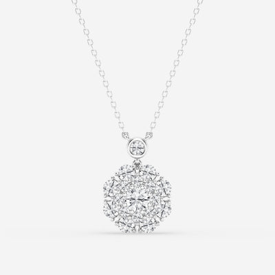 1.51 TCW Round Moissanite Diamond Vintage Multidimensional Pendant Necklace - crownmoissanite