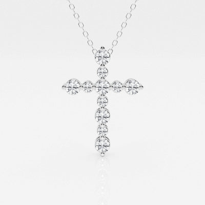 0.75 TCW Round Moissanite Diamond Cross Necklace - crownmoissanite