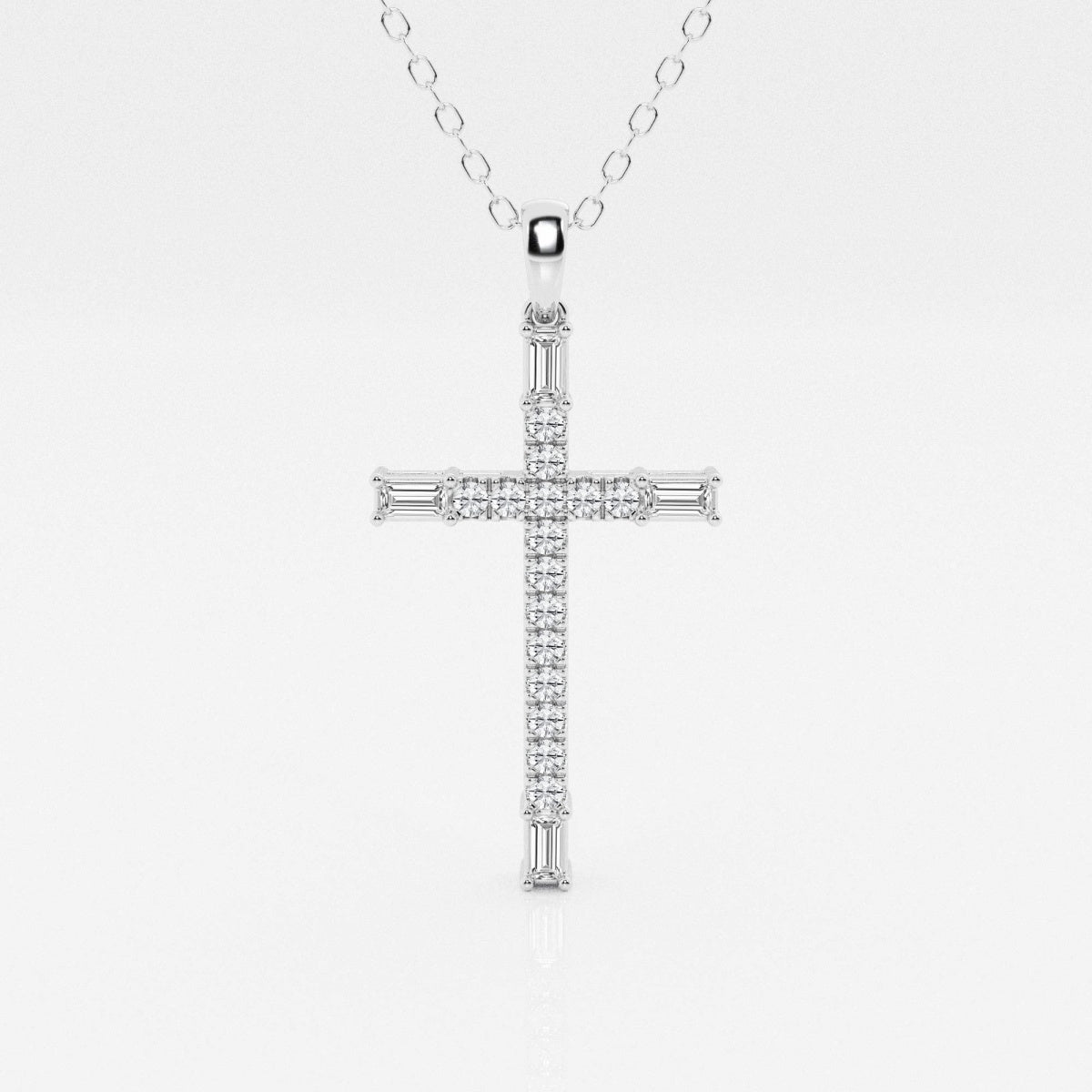 0.24 TCW Round Moissanite Diamond Cross Necklace - crownmoissanite