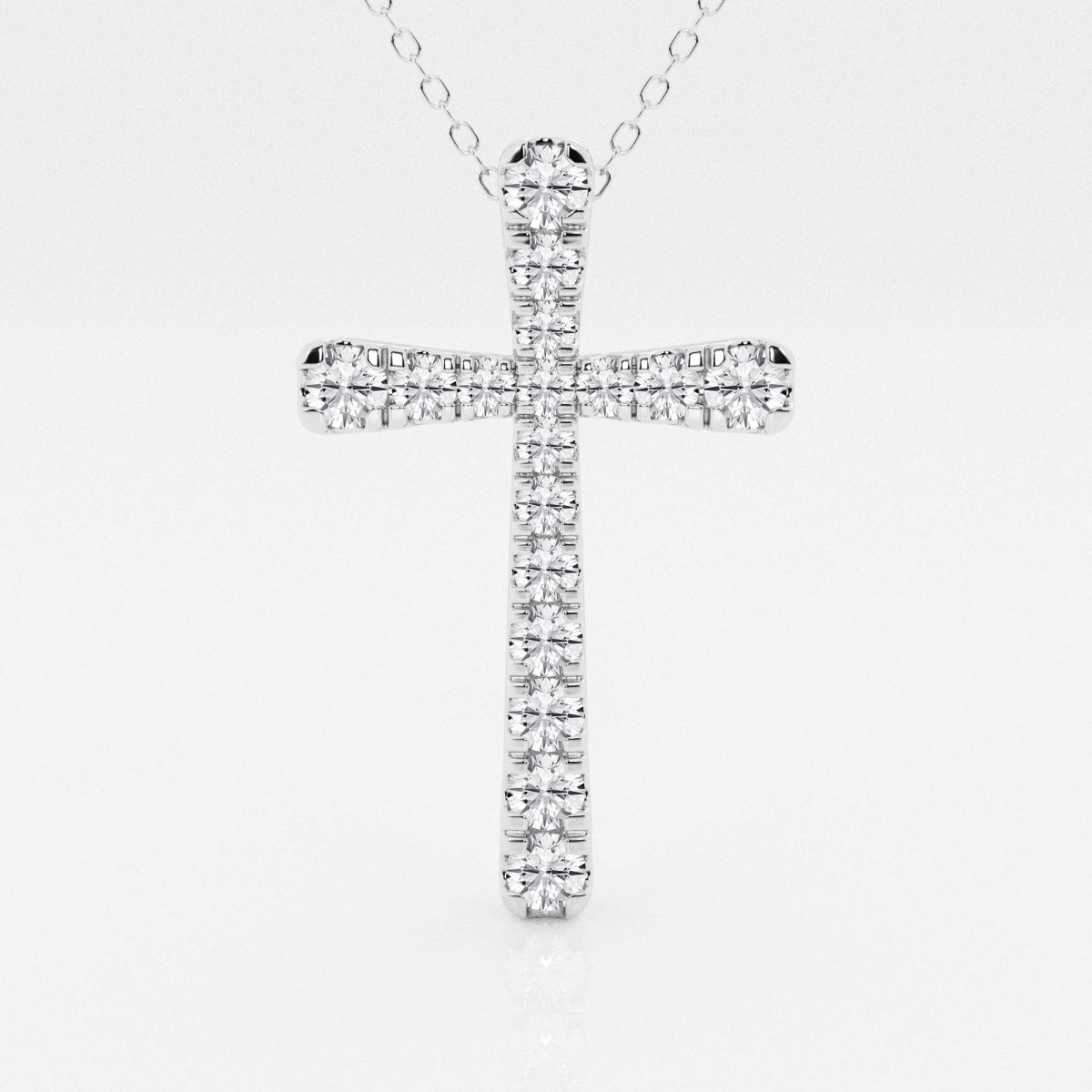1.03 TCW Round Moissanite Diamond Cross Necklace - crownmoissanite