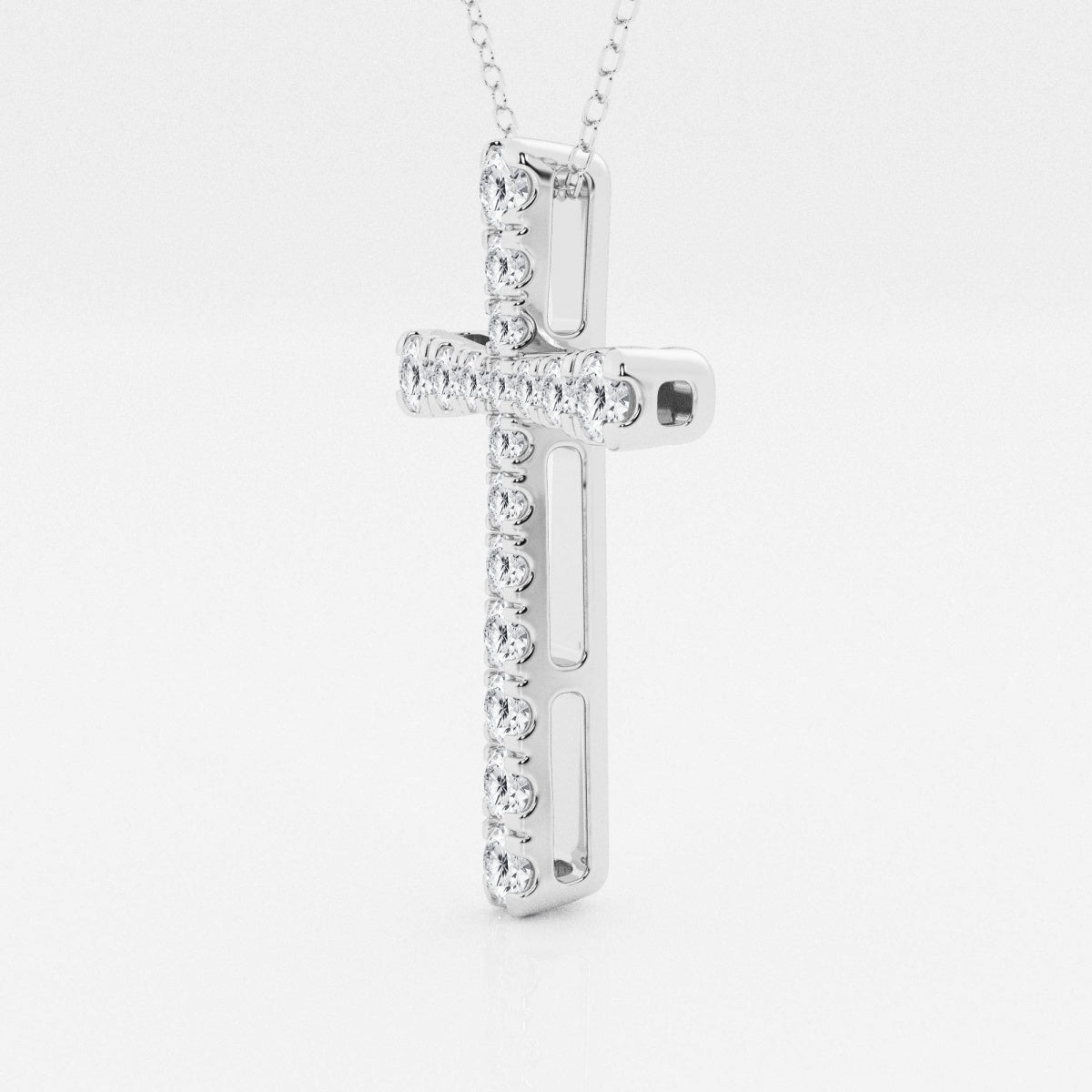 1.03 TCW Round Moissanite Diamond Cross Necklace - crownmoissanite