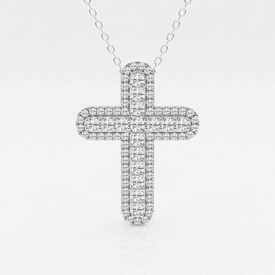 0.76 TCW Round Moissanite Diamond Cross Necklace - crownmoissanite