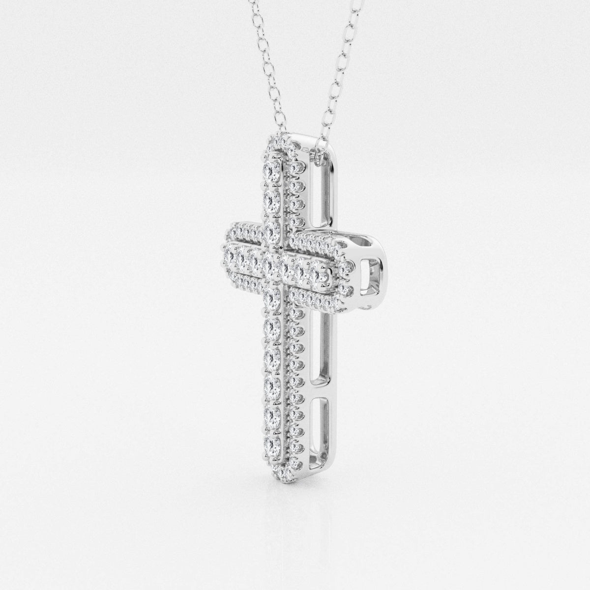 0.76 TCW Round Moissanite Diamond Cross Necklace - crownmoissanite