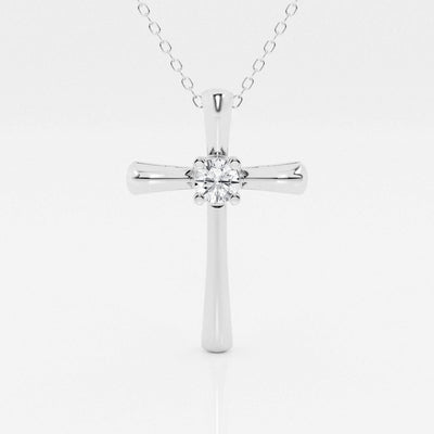 0.24 CT Round Moissanite Diamond Cross Necklace - crownmoissanite