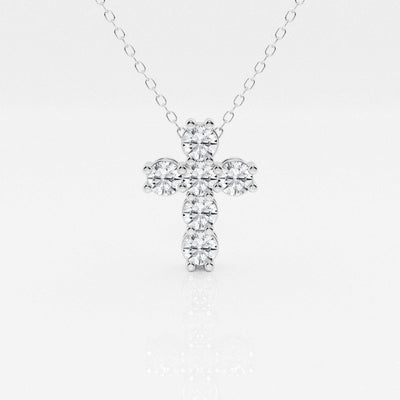 1.01 TCW Round Moissanite Diamond Cross Necklace - crownmoissanite