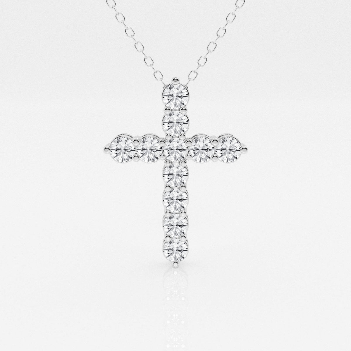 1.0 TCW Round Moissanite Diamond Cross Necklace - crownmoissanite
