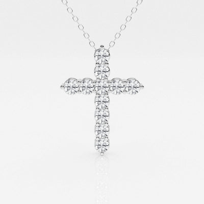 1.0 TCW Round Moissanite Diamond Cross Necklace - crownmoissanite