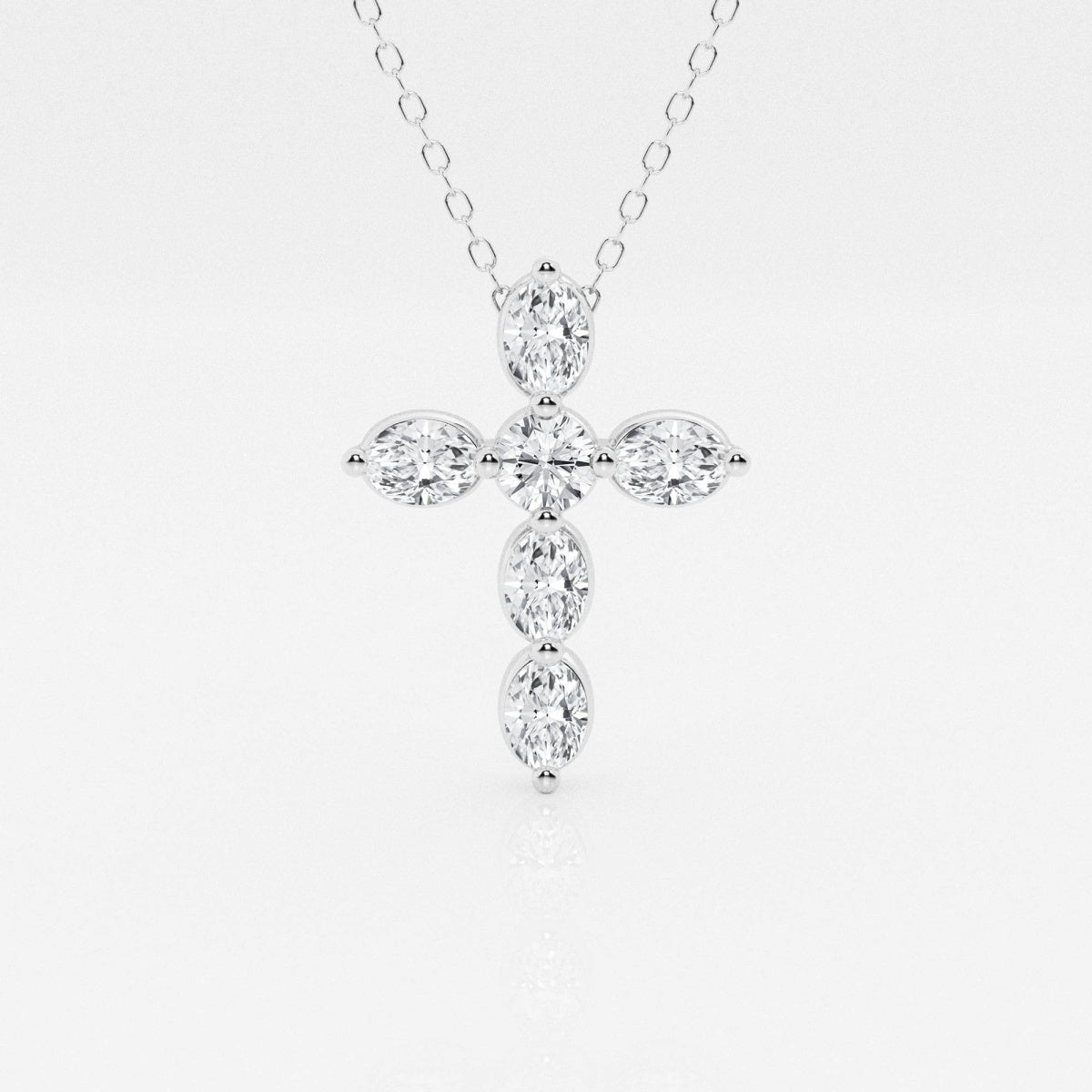 1.0 TCW Round & Oval Moissanite Diamond Cross Necklace - crownmoissanite