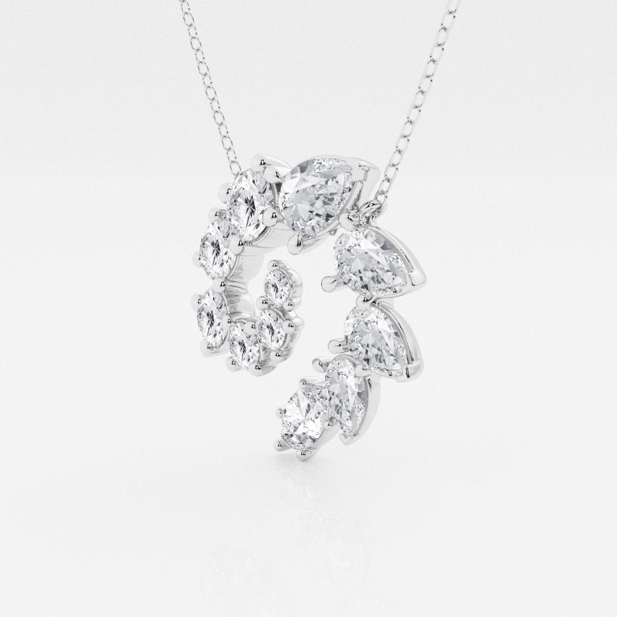 3.6 TCW Round, Marquise & Pear Moissanite Diamond Swirl Necklace - crownmoissanite
