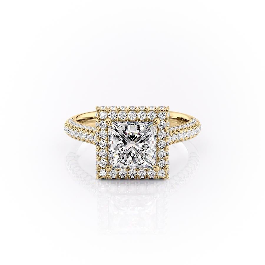 2.08 CT Princess Cut Double Halo Moissanite Engagement Ring - crownmoissanite