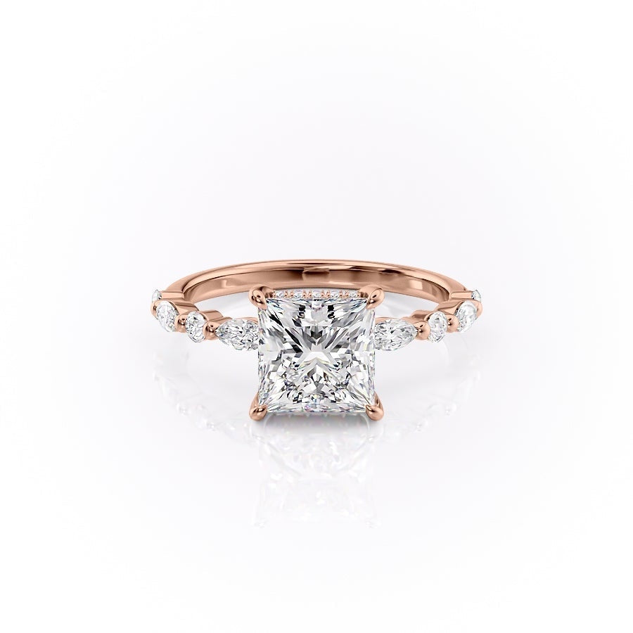 2.08 CT Princess Shaped Moissanite Solitaire Engagement Ring - crownmoissanite
