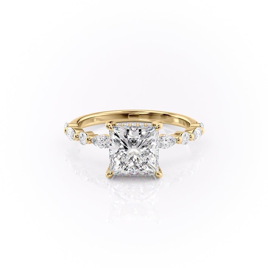 2.08 CT Princess Shaped Moissanite Solitaire Engagement Ring - crownmoissanite