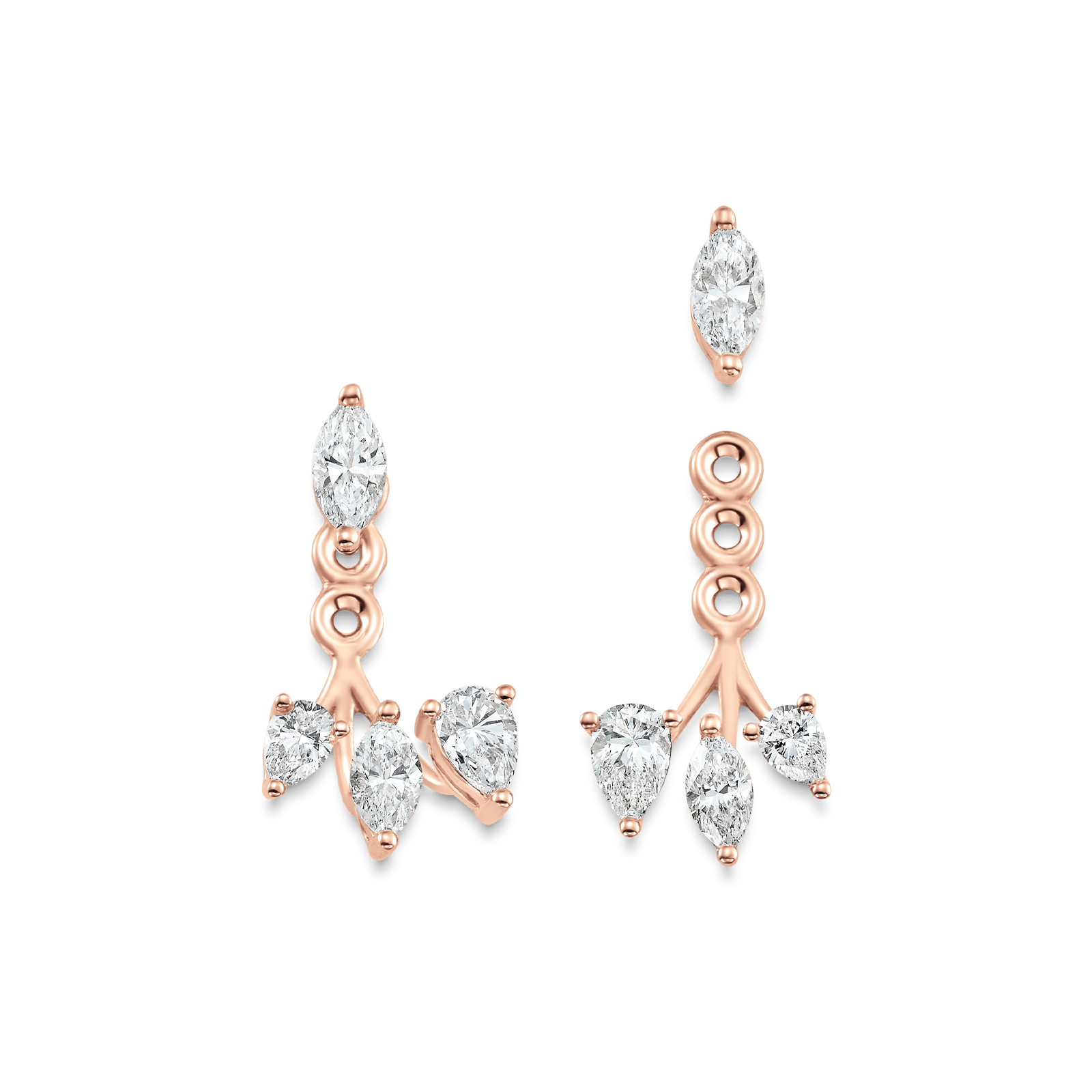 1.25 TCW Pear & Marquise Moissanite Diamond Ear Jacket Earrings - crownmoissanite
