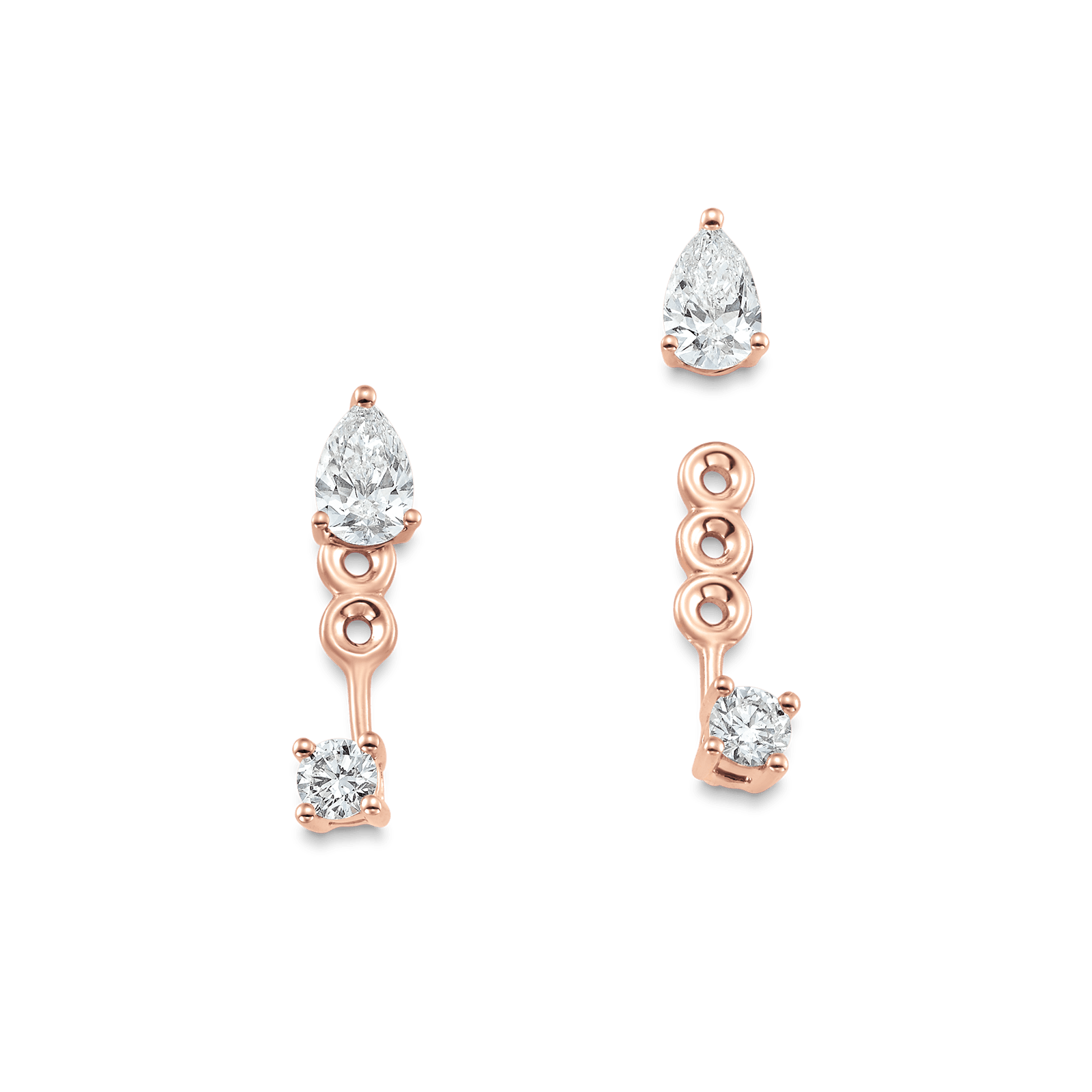 0.80 TCW Pear & Round Moissanite Diamond Ear Jacket Earrings - crownmoissanite