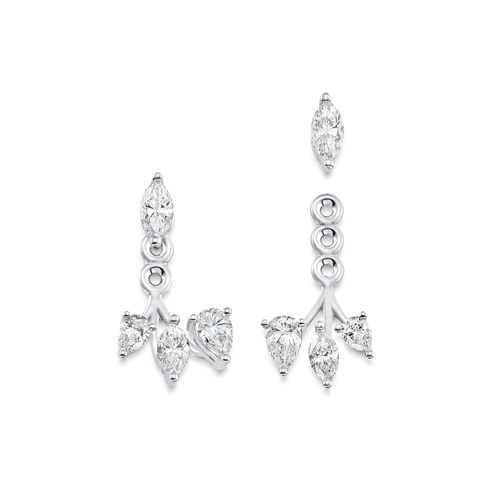 1.25 TCW Pear & Marquise Moissanite Diamond Ear Jacket Earrings - crownmoissanite