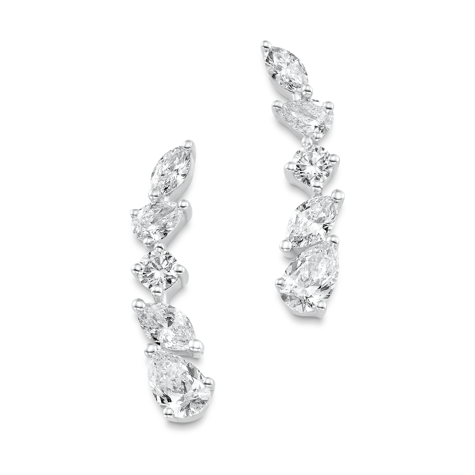 0.63 TCW Pear, Marquise & Round Moissanite Diamond Ear Crawlers Earrings - crownmoissanite