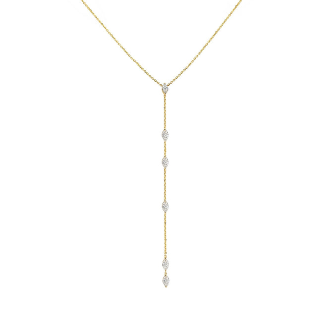 0.60 TCW Marquise Moissanite Diamond Bezel Starstruck Lariat Pendent Necklace - crownmoissanite