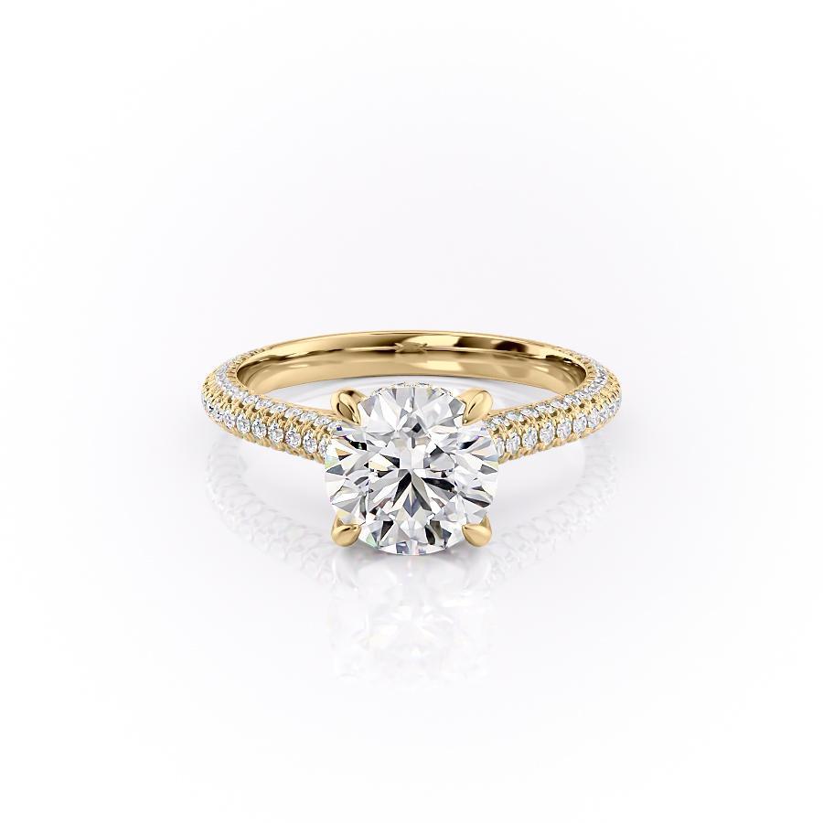1.60 CT Round Cut Hidden Halo Triple Pave Moissanite Engagement Ring - crownmoissanite