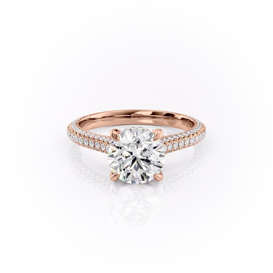 1.60 CT Round Cut Hidden Halo Triple Pave Moissanite Engagement Ring - crownmoissanite