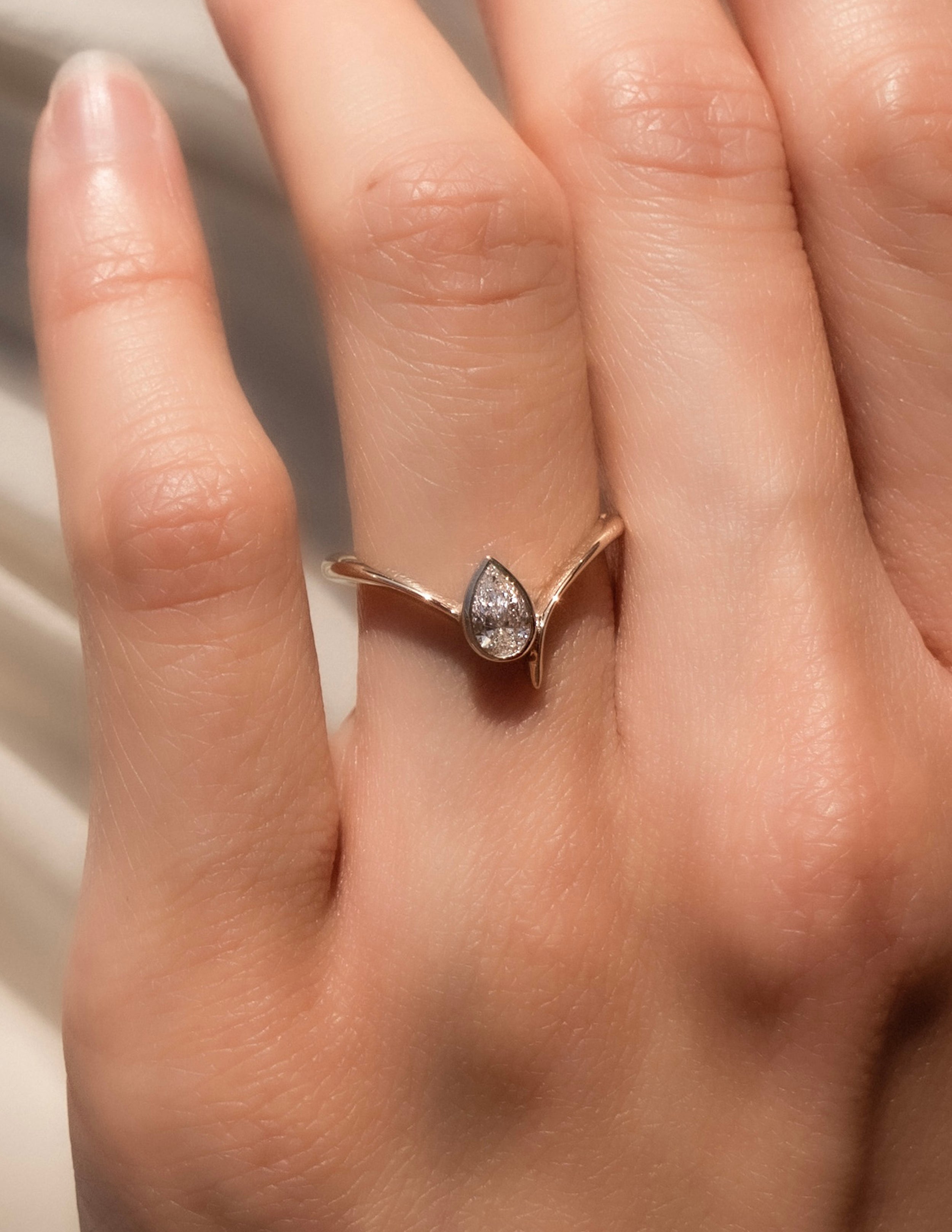 0.50 -1.50 CT Pear Cut Moissanite Solitaire Engagement Ring