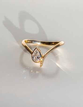 0.50 -1.50 CT Pear Cut Moissanite Solitaire Engagement Ring