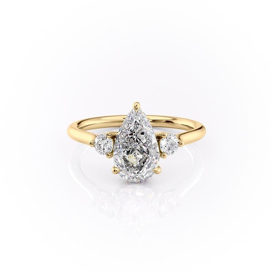 2.0 CT Pear Cut Three Stone Moissanite Engagement Ring - crownmoissanite