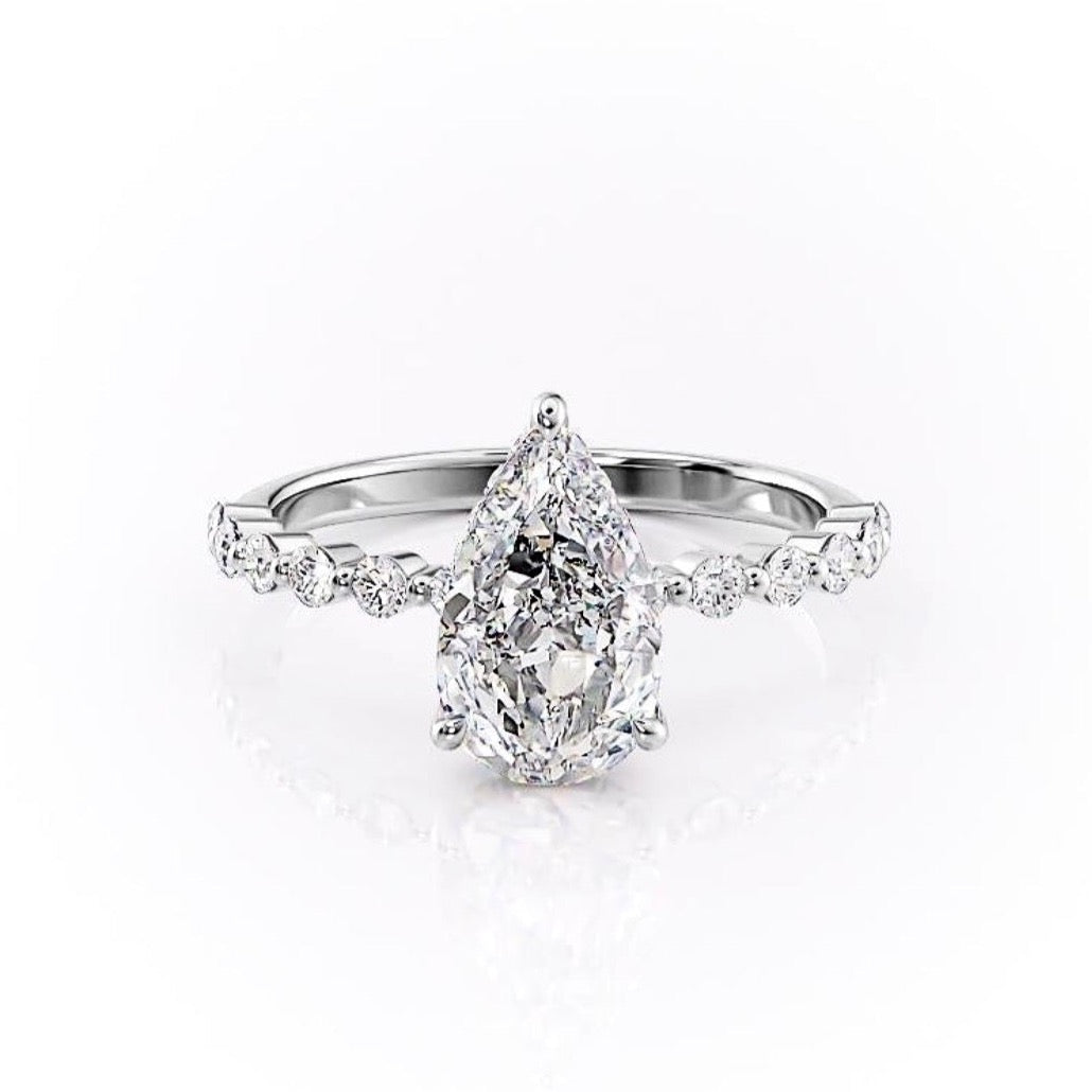 2.0 CT Pear Shaped Moissanite Solitaire Engagement Ring - crownmoissanite