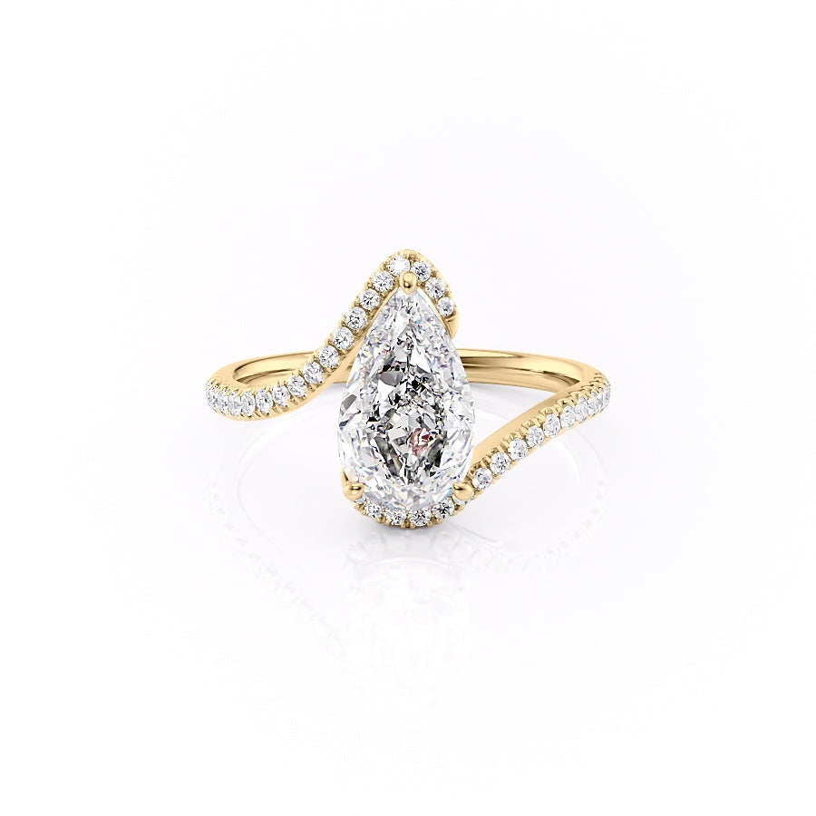 2.0 CT Pear Cut Solitaire Bypass Setting Moissanite Engagement Ring - crownmoissanite