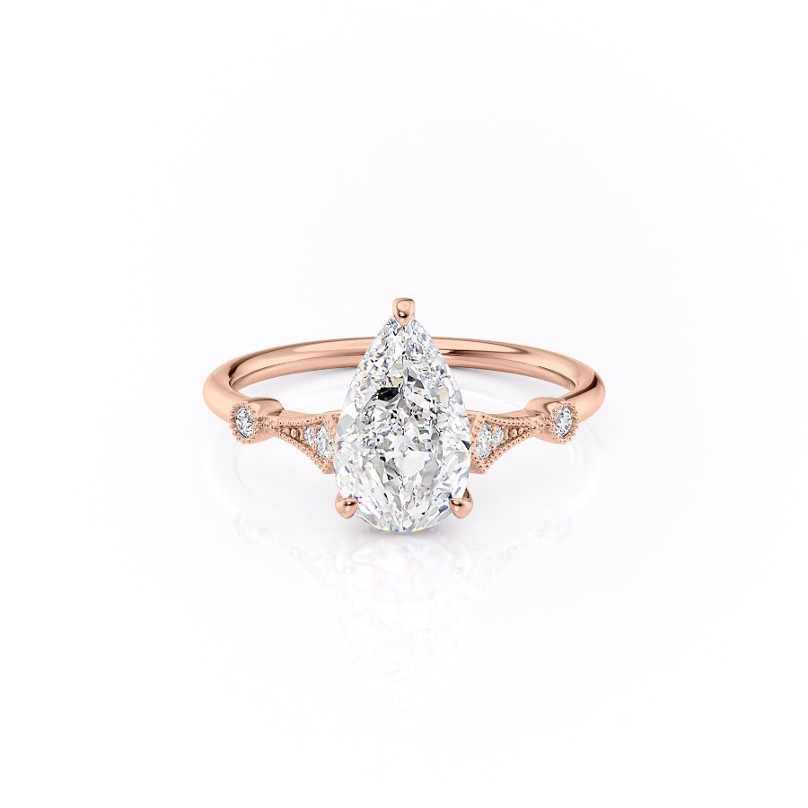 2.0 CT Pear Cut Solitaire Moissanite Engagement Ring. - crownmoissanite