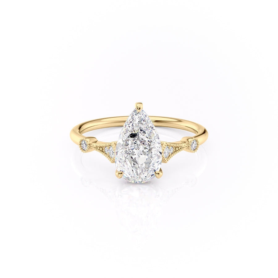 2.0 CT Pear Cut Solitaire Moissanite Engagement Ring. - crownmoissanite