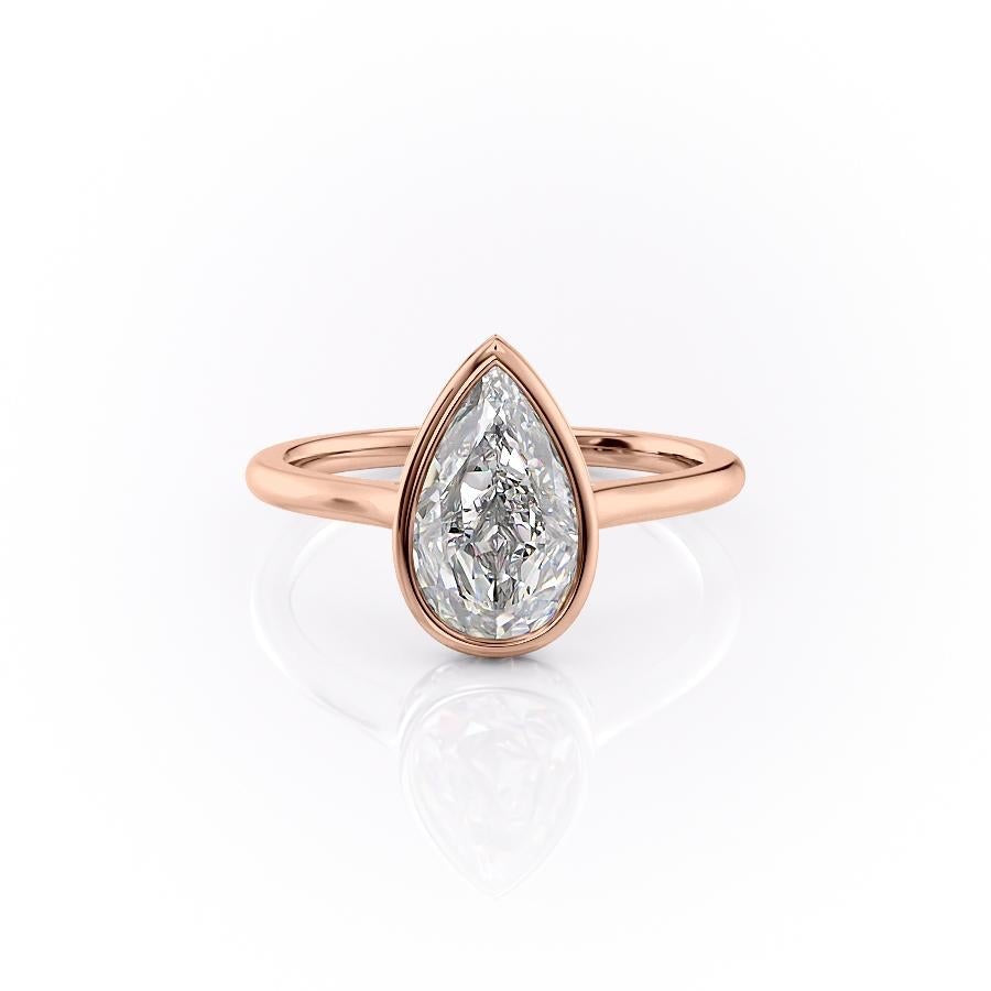 2.0 CT Pear Shaped Moissanite Bezel Hidden Halo Engagement Ring - crownmoissanite