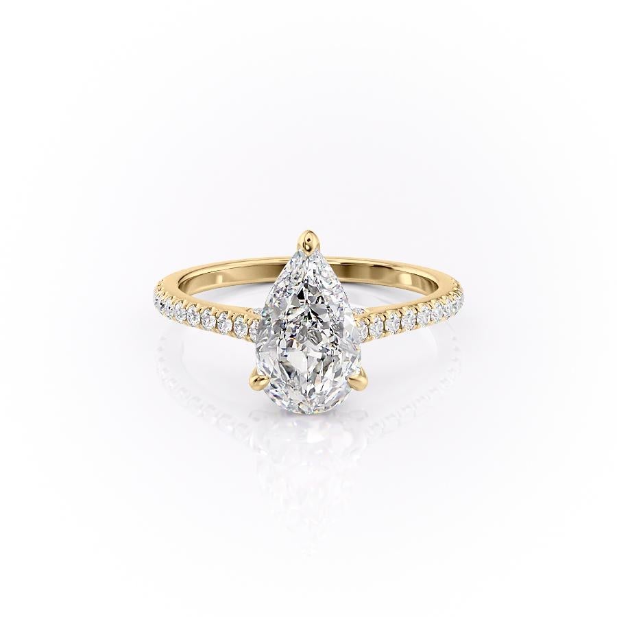 2.0 CT Pear Shaped Moissanite Solitaire Engagement Ring - crownmoissanite