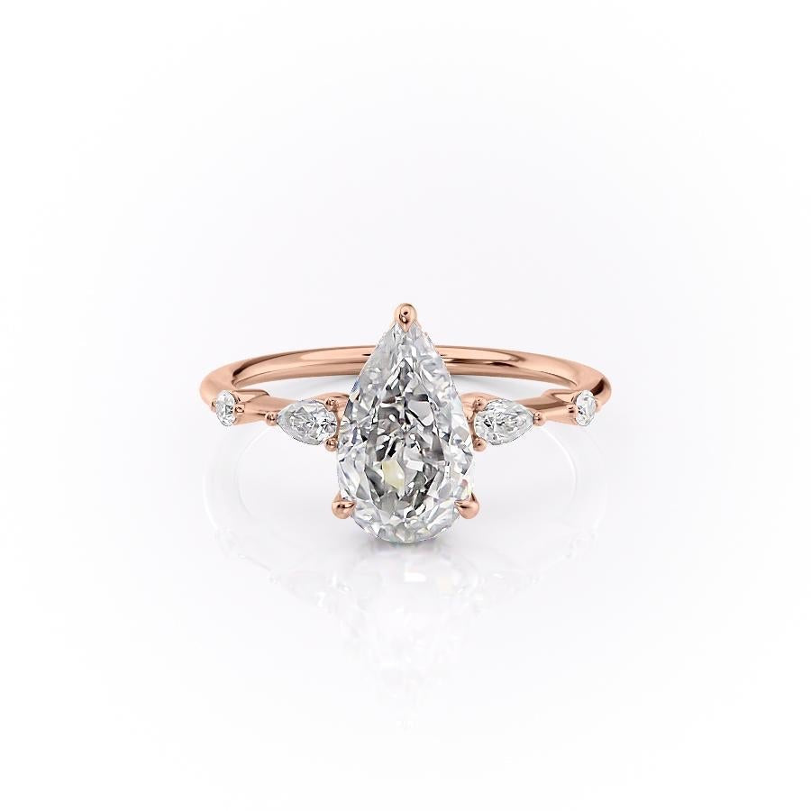 2.0 CT Pear Cut Three Stone Moissanite Engagement Ring - crownmoissanite