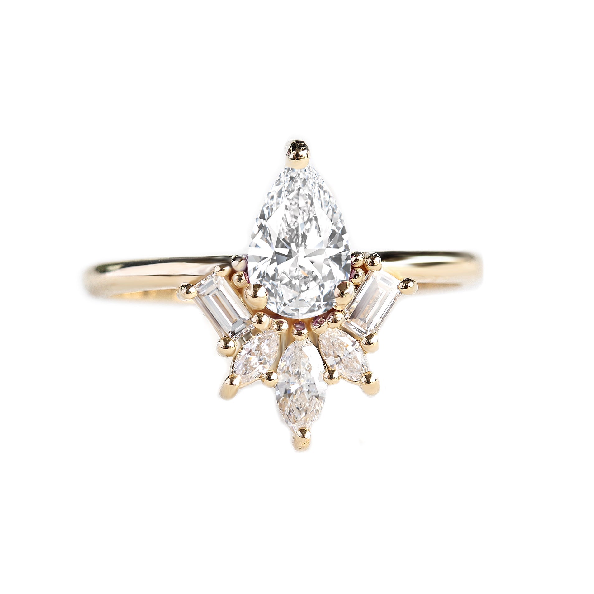 0.50 CT Pear Moissanite Art Deco Engagement Ring