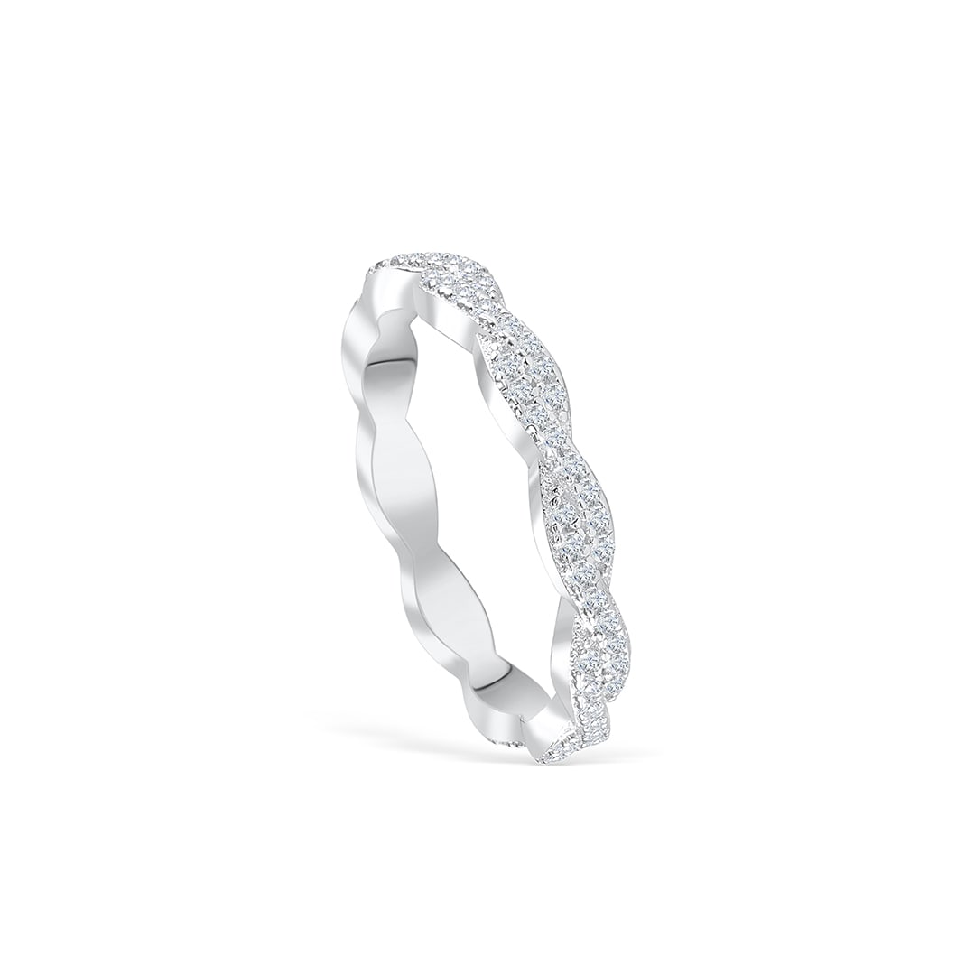 0.34 CT Round Shaped Moissanite Twisted Wedding Band - crownmoissanite
