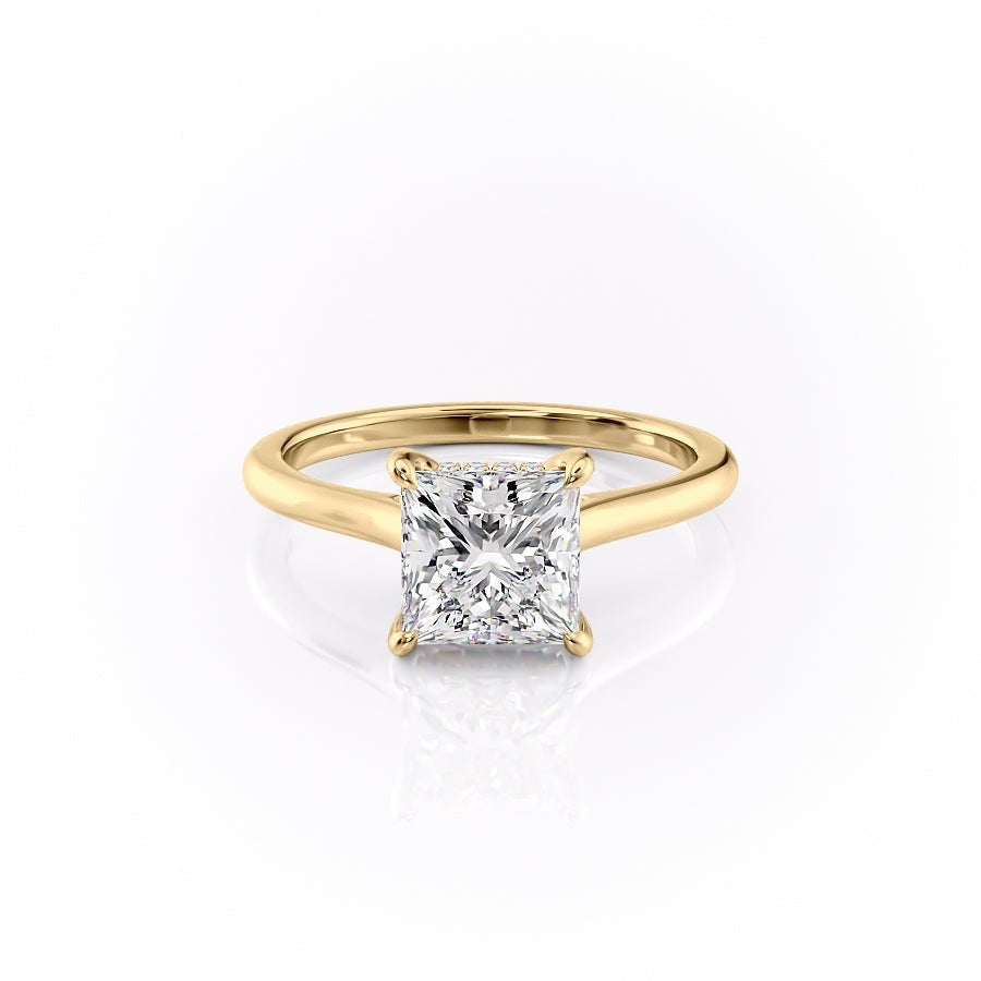 2.08 CT Princess Shaped Moissanite Hidden Halo Engagement Ring - crownmoissanite