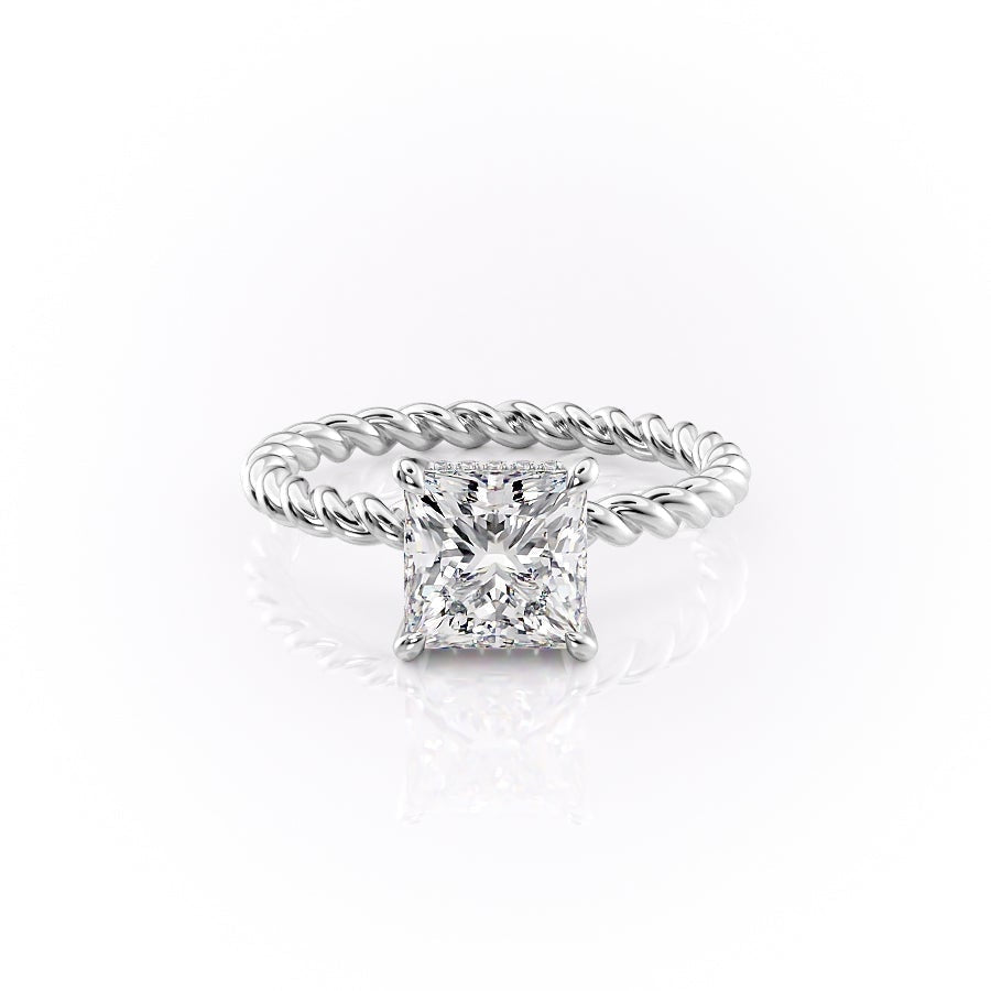 2.51 CT Princess Solitaire & Twisted Band Moissanite Engagement Ring - crownmoissanite