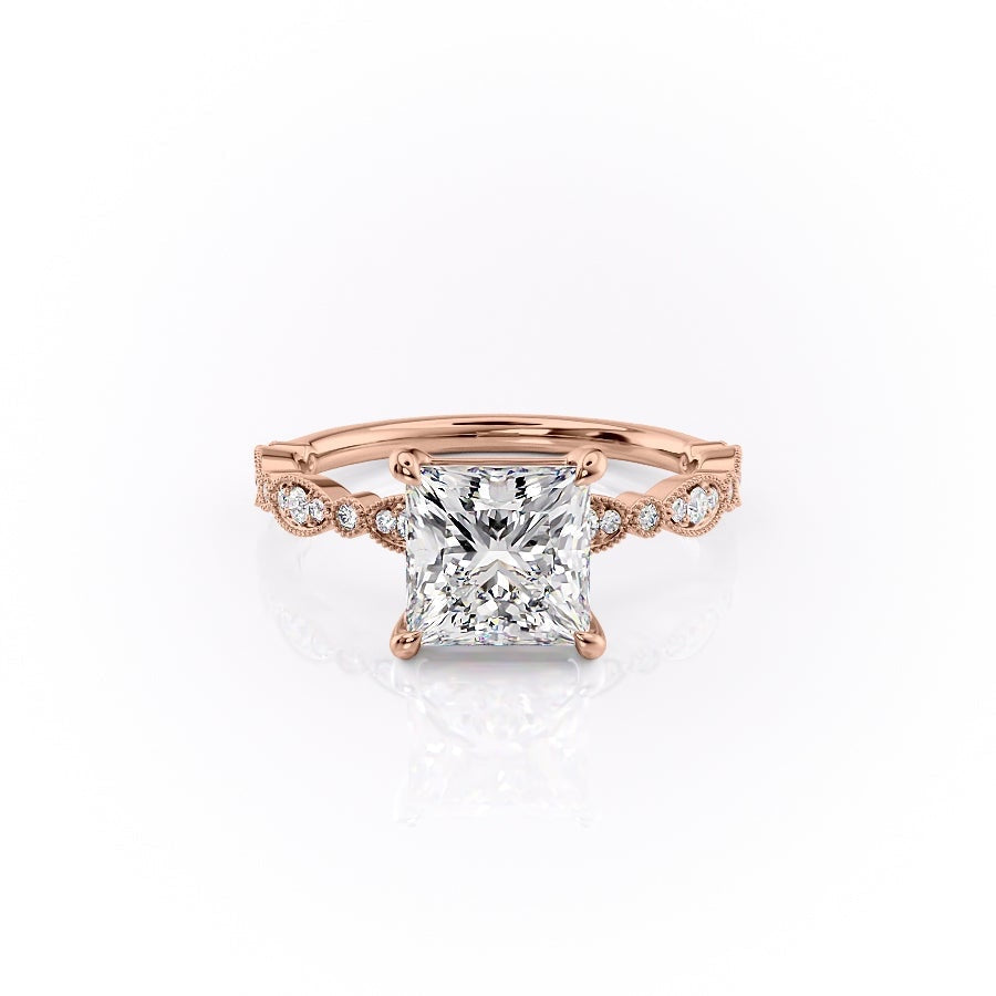 2.08 CT Princess Shaped Moissanite Solitaire Engagement Ring - crownmoissanite