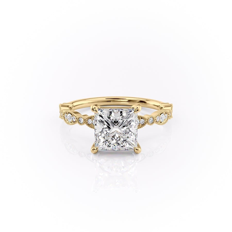 2.08 CT Princess Shaped Moissanite Solitaire Engagement Ring - crownmoissanite