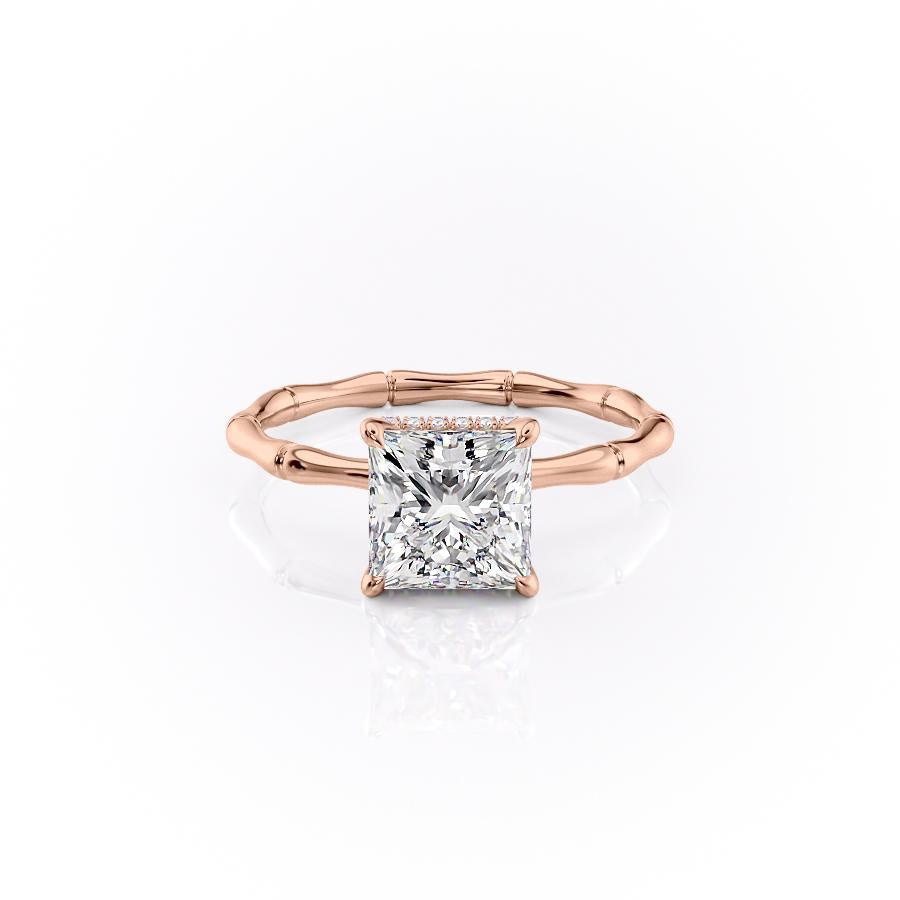 2.08 CT Princess Cut Solitaire Hidden Halo Setting Moissanite Engagement Ring - crownmoissanite