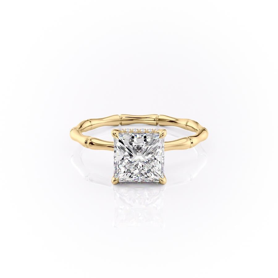 2.08 CT Princess Cut Solitaire Hidden Halo Setting Moissanite Engagement Ring - crownmoissanite